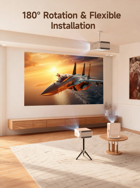 Smart Projector Native 1080P with WiFi 6, Bluetooth 5.4, Auto Focus, Auto Keystone, 180° Rotation, Portable Projetor for Bedroom HY450Max