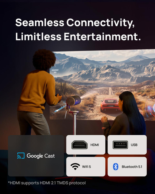 XGIMI MoGo 4 2025 NEW Portable Projector with PowerBase Stand, 5 Hours of Playtime, Google TV with Licensed Netflix
