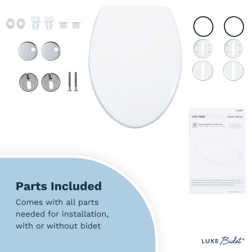 Toilet Seat with Slow Close, Quick Release Hinges, and Non-Slip Bumpers
