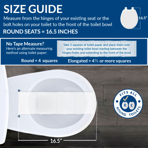 Toilet Seat, Modern Slow Close Plastic Toilet Seat, Made in USA, Round,