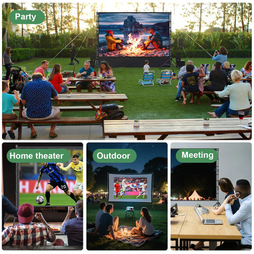 180 inch Outdoor Projection Screen 15 FT Large Portable Movie Screen Wrinkle-Free 16:9 4K Rear Front Foldable Washable with Carry Bag