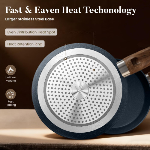 Kitchen Academy Pots and Pans Set Non Stick - 12 Piece Induction Kitchen Cookware Sets