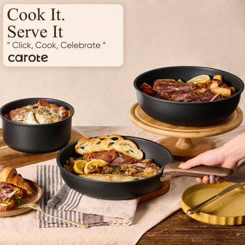 CAROTE 19pcs Pots and Pans Non Stick, Cookware Sets Detachable Handle