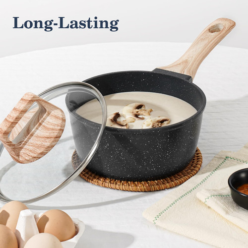 SODAY 12 Pcs Pots and Pans Set Non Stick, Cookware Sets Black Granite Induction Cookware