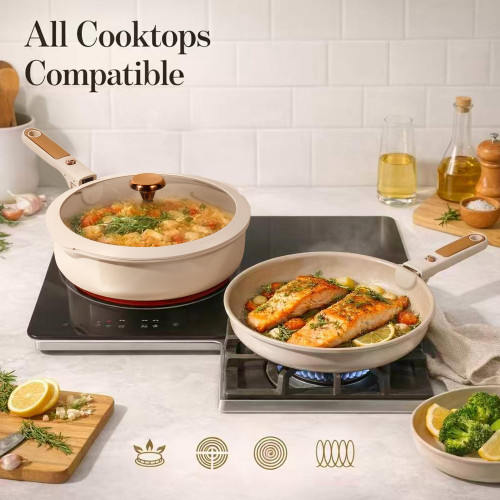 CAROTE 18Pcs Ceramic Cookware Set with Detachable Handle