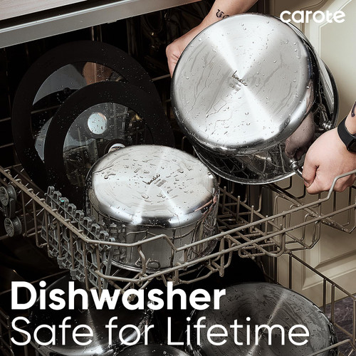 CAROTE 18pcs Stainless Steel Cookware Set with Detachable Handle