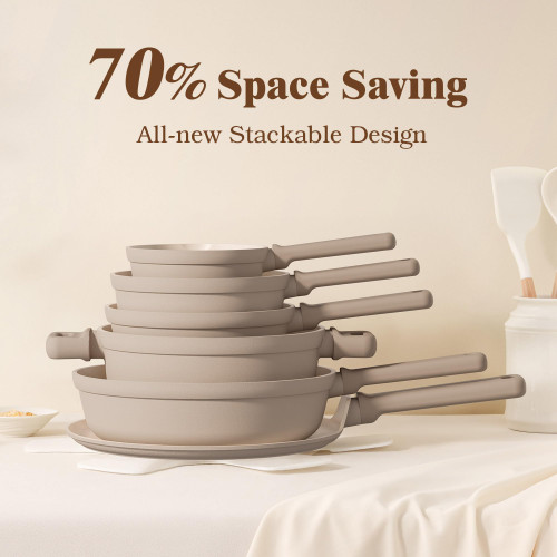 SENSARTE 20Pcs Pots and Pans Set Nonstick, Ceramic Cookware Set Non Stick