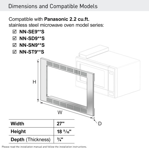 Panasonic NN-TK922SS 27-inch Trim Kit for 2.2 cu ft Microwave Ovens