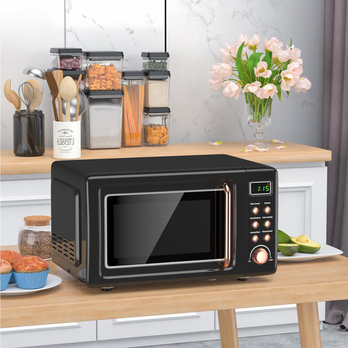 LDAILY 0.7Cu.ft Retro Small Microwave Oven