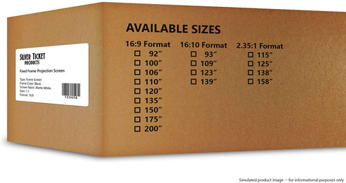 Silver Ticket Products STR Series 6 Piece White 1.1 Gain 120" Diagonal 16:9 Format Projection Screen, Aluminum Frame, Wall Mounted