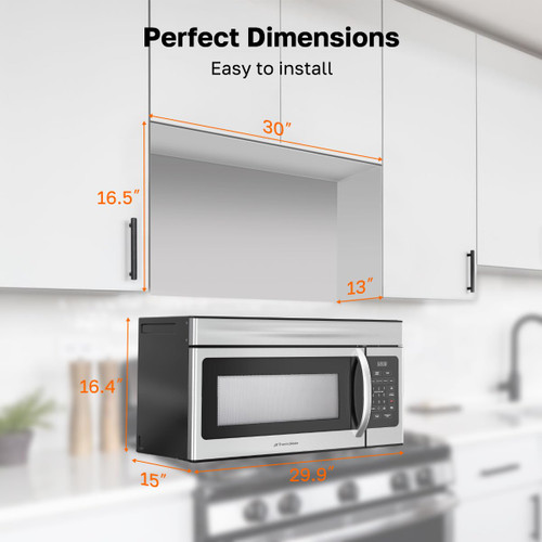 30" Over the Range Microwave Oven, ThermoMate 1.7 Cu. Ft. Capacity Microwave Over the Stove with One Touch, 1000 Cooking Watts, 300 CFM, 10 Power Levels, LED Lighting, Stainless Steel
