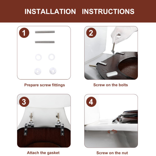 Toilet Seat Metal Hinged Easy Clean Anti-scratch American Standard(Elongated,Dark