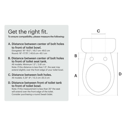 t Toilet Seat, Fits Elongated Toilets, Electric Bidet