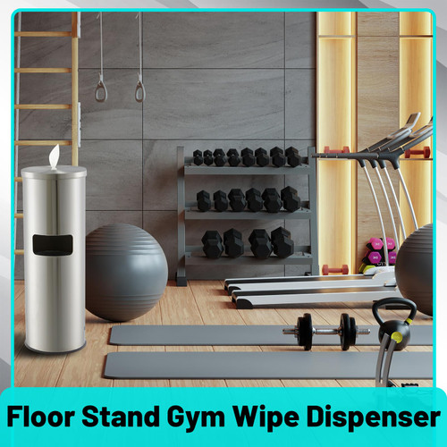 Stainless Steel Floor Stand Wipe Dispenser with High Capacity Built-in Trash Can Fits