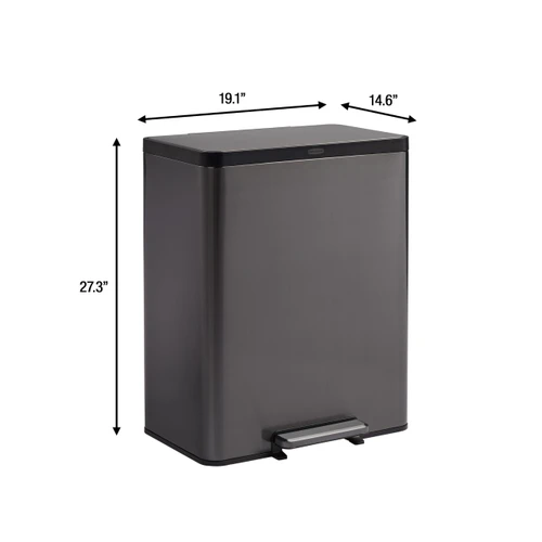Stainless Steel Metal Dual Stream Step-On Trash Can for Waste