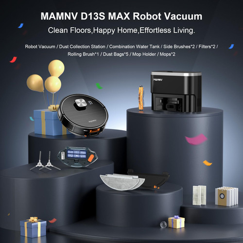 MAMNV Robot Vacuum and Mop, 11500 Pa Suction, 3-in-1 Robotic Vacuum with Smart LiDAR Navigation, 90 Day Self-Emptying