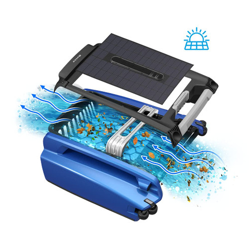 Betta SE Solar Powered Automatic Robotic Pool Surface Skimmer Cleaner with 24/7 Continuous Cleaning Battery Power