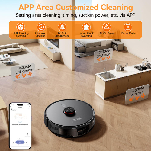 ZCWA Robot Vacuum and Mop Combo, 10000Pa Max Suction, Robotic Vacuum with LiDAR Navigation Smart Mapping