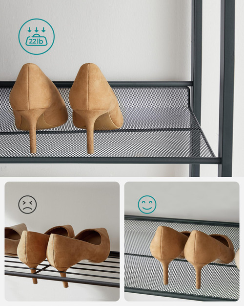 SONGMICS Shoe Rack, 12-Tier Shoe Organizer, Metal Rack for Garage, Set of 2, 6-Tier Stackable Shelf