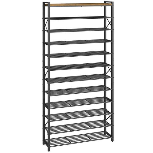 YATINEY 12-Tier Shoe Rack, 39.4" L Shoe Shelf for 54-60 Pairs of Shoes, Tall Shoe Storage Organizer with Metal Frame