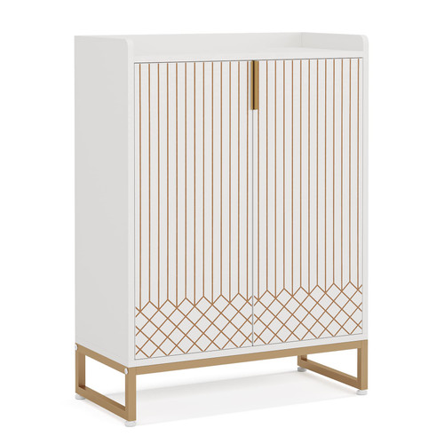 Tribesigns Shoe Cabinet with Doors, 5 Tiers Shoe Storage Cabinet for Entryway, 25 Pairs Wooden Shoe Cabinets