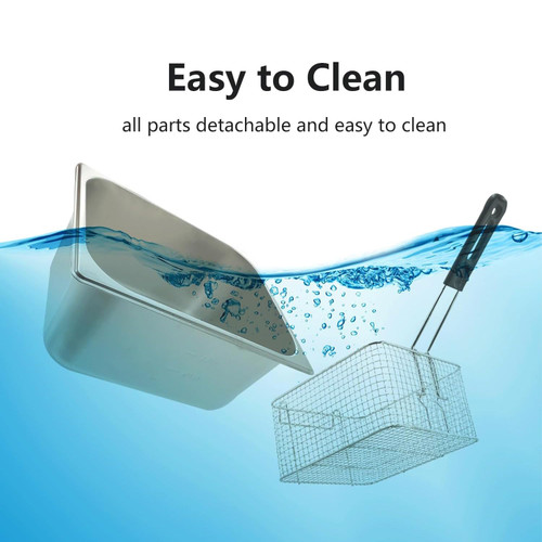 Deep Fryer with Basket, 1700w 9.1Qt Oil Tank/ 4Qt Basket