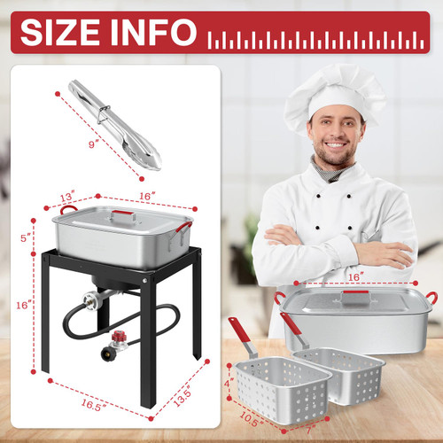 18QT Outdoor Propane Fish Fryer | 50,000 BTU Propane Deep Fryer