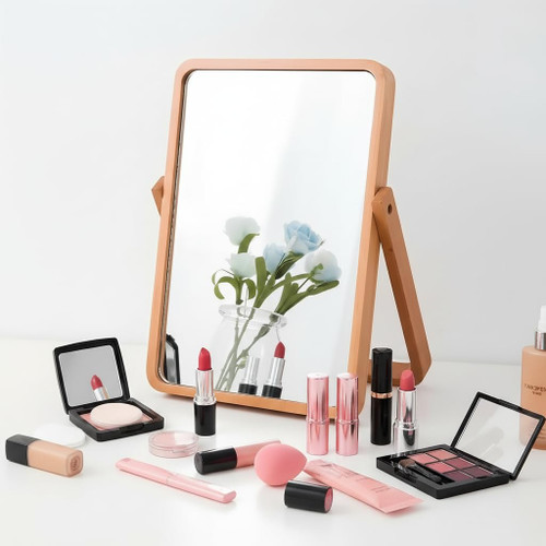 Makeup Mirrors with Wood - Rectangle Wall-Mounted
