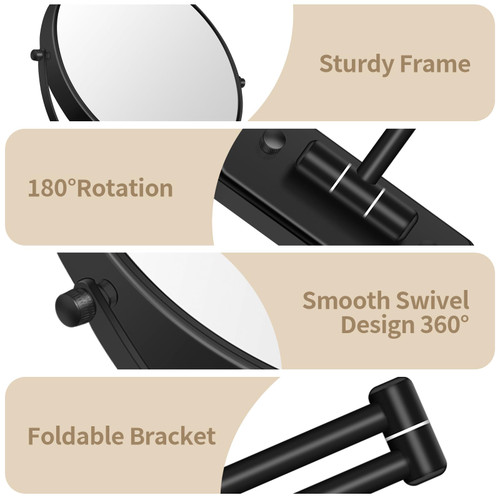 Wall Mounted Magnifying Makeup Mirror 1X/7X Wall Mount Mirror Swing