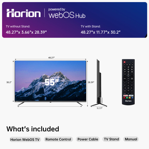 HORION 55 inch Smart TV, 4K UHD LED TV with WebOS 22, Ultra Slim Television with Mega Contrast, HDR10
