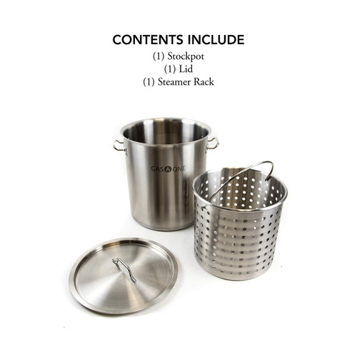 Gas One Fryer Pot 32 quart - All Purpose - Stainless Steel Tri-Ply Bottom with All Purpose Pot Deep Fryer