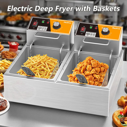 Electric Deep Fryer 20L/21QT Stainless Steel Large Capacity Commercial Fryer with Basket