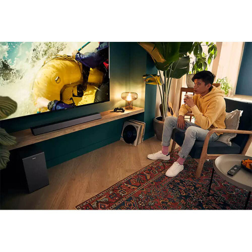 Philips B7305 2.1 Channel 300 Watts Dolby Audio Performance Soundbar Speaker with Wireless Subwoofer, HDMI ARC (TAB7305)