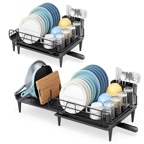 TOOLF Large Dish Drying Rack, Expandable Dish Rack for Kitchen Counter