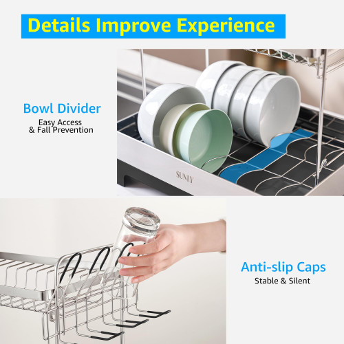SUNLY 2 Tier Dish Drying Rack, Extra Large Dish Rack