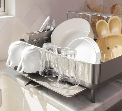 simplehuman Large Capacity Dish Drying Rack with Stainless Steel Frame
