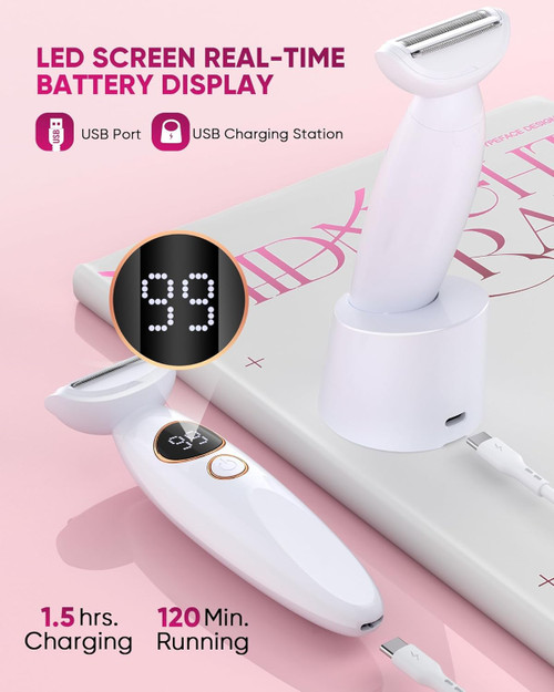 3 in 1 Bikini Trimmer for Women, Electric Razors for Women with Display,