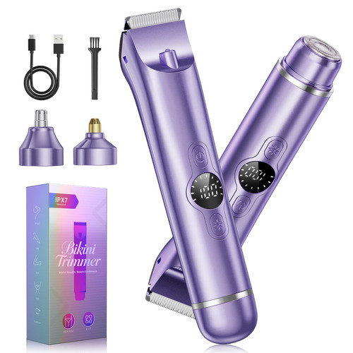 Bikini Trimmer for Women, 4 in 1 Electric Razors for Women - Dual Head,