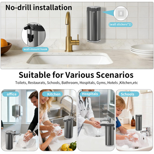 Dispenser,Touchless Foam Soap Dispenser,12oz Rechargeabled Wall