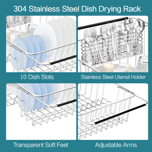 Large Dish Drying Rack in Sink Expandable