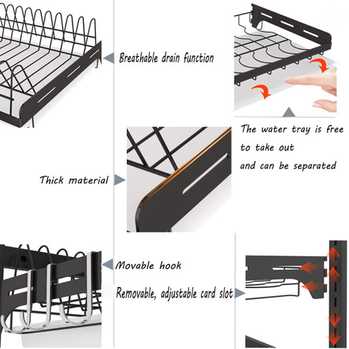 3 Tier Black Stainless Steel Dish Drying