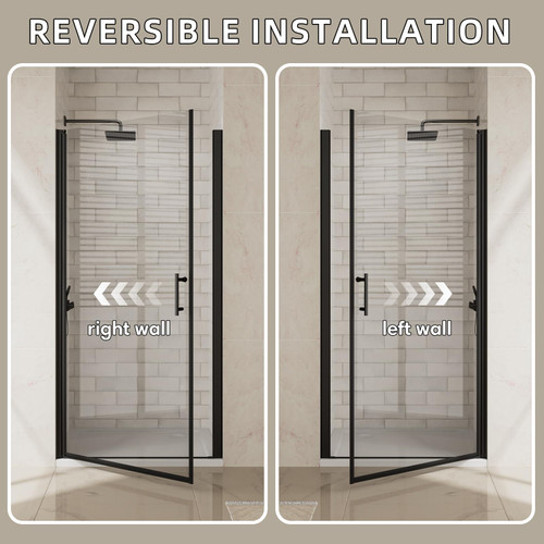 Royal Guard 24"-25.4" W x 72" H Frameless Pivot Shower Door,Swing Shower Glass