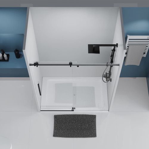 Frameless Shower Door, 56-60" W x 75" H Glass Shower Doors, 5/16"(8mm)