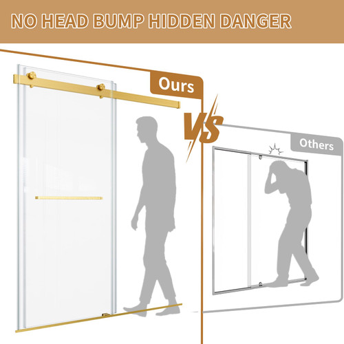 Frameless Shower Door,56-60" W x 74" H Double Sliding Glass Shower Door