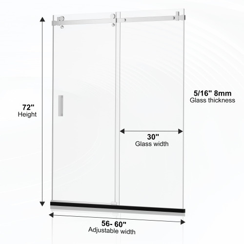 Shower Door,Frameless Sliding Shower Door with 1 Handle,Shower