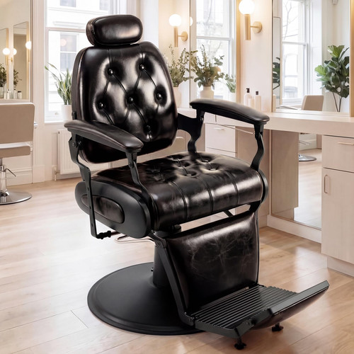 Barber Chair, Heavy Duty Vintage Recline Hydraulic Barber Chair
