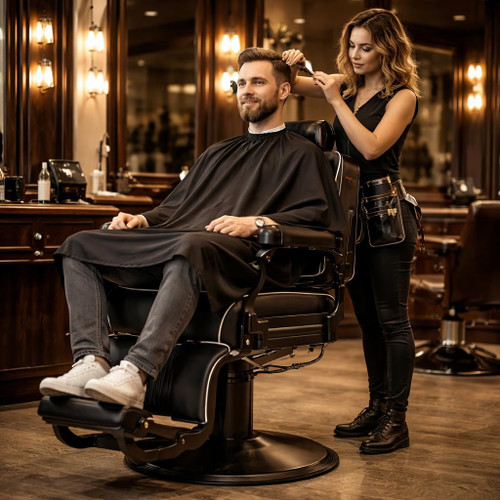 MyS Heavy Duty Barber Chair – 700 lbs Capacity Industrial Hydraulic Reclining