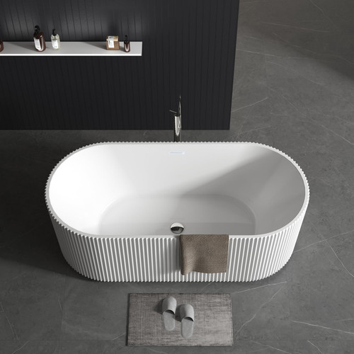 "Acrylic Freestanding Soaking Bathtub, Deep Ergonomic Design with Lumbar
