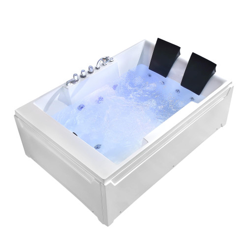 72-Inch Whirlpool Jetted Tub,Acrylic Hydro Massage Bathtub with 10 Jets,Alcove