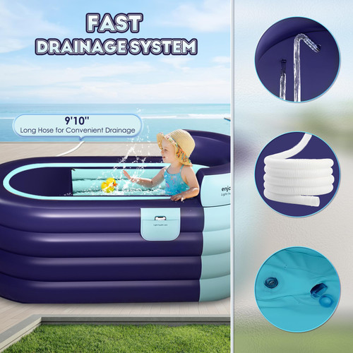 Bathtub Adult 63'' Portable Blow Up Bath Tubs with Cordless Air Pump